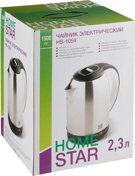 Изображение товара Электрочайник HomeStar HS-1054 / 106465 (стальной/черный)