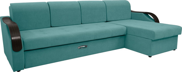 Изображение товара Диван угловой Сириус Лидер-6 с оттоманкой НПБ 300x165 (Eva 28 велюр зеленый)