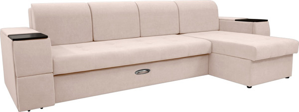 Изображение товара Диван угловой Сириус Лидер-13 с оттоманкой ППУ 330x165 (Eva 01 велюр белый)