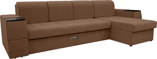 Изображение товара Диван угловой Сириус Лидер-13 с оттоманкой ППУ 330x165 (Eva 03 велюр коричневый)
