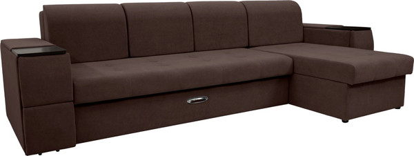 Изображение товара Диван угловой Сириус Лидер-13 с оттоманкой ППУ 330x165 (Eva 04 велюр темно-коричневый)