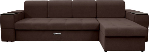 Изображение товара Диван угловой Сириус Лидер-13 с оттоманкой НПБ 330x165 (Eva 04 велюр темно-коричневый)