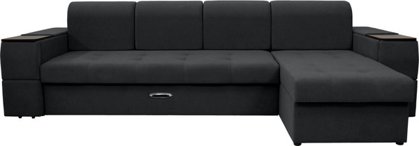 Изображение товара Диван угловой Сириус Лидер-13 с оттоманкой ППУ 330x165 (Eva 11 велюр черный)