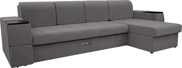 Изображение товара Диван угловой Сириус Лидер-13 с оттоманкой НПБ 330x165 (Eva 07 велюр темно-серый)