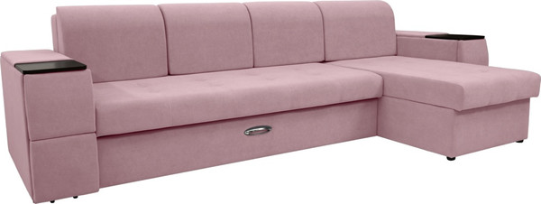 Изображение товара Диван угловой Сириус Лидер-13 с оттоманкой НПБ 330x165 (Eva 14 велюр темно-розовый)