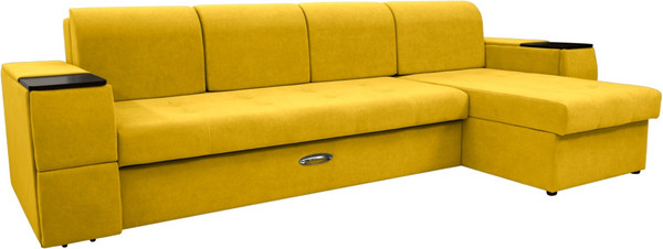 Изображение товара Диван угловой Сириус Лидер-13 с оттоманкой НПБ 330x165 (Eva 18 велюр желтый)