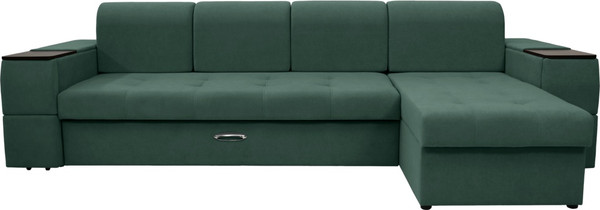 Изображение товара Диван угловой Сириус Лидер-13 с оттоманкой НПБ 330x165 (Eva 19 велюр темно-зеленый)