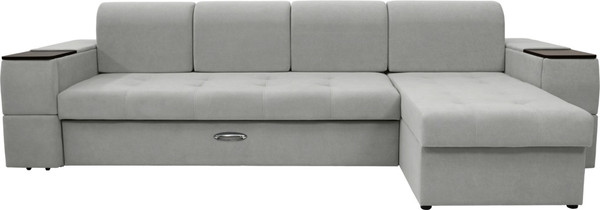 Изображение товара Диван угловой Сириус Лидер-13 с оттоманкой ППУ 330x165 (Eva 08 велюр светло-серый)