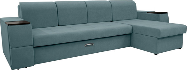 Изображение товара Диван угловой Сириус Лидер-13 с оттоманкой ППУ 330x165 (Eva 20 велюр зеленый)