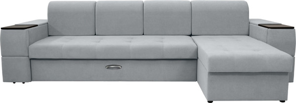 Изображение товара Диван угловой Сириус Лидер-13 с оттоманкой ППУ 330x165 (Eva 09 велюр светло-серый)