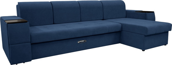 Изображение товара Диван угловой Сириус Лидер-13 с оттоманкой ППУ 330x165 (Eva 22 велюр синий)