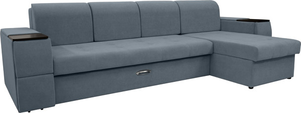 Изображение товара Диван угловой Сириус Лидер-13 с оттоманкой ППУ 330x165 (Eva 10 велюр серый)