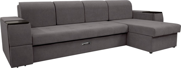 Изображение товара Диван угловой Сириус Лидер-13 с оттоманкой ППУ 330x165 (Eva 24 велюр темно-серый)