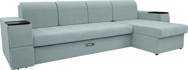 Изображение товара Диван угловой Сириус Лидер-13 с оттоманкой ППУ 330x165 (Eva 25 велюр светло-зеленый)