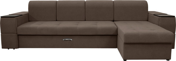 Изображение товара Диван угловой Сириус Лидер-13 с оттоманкой ППУ 330x165 (Eva 26 велюр коричневый)