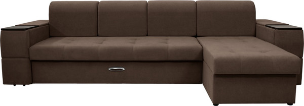 Изображение товара Диван угловой Сириус Лидер-13 с оттоманкой ППУ 330x165 (Eva 27 велюр коричневый)