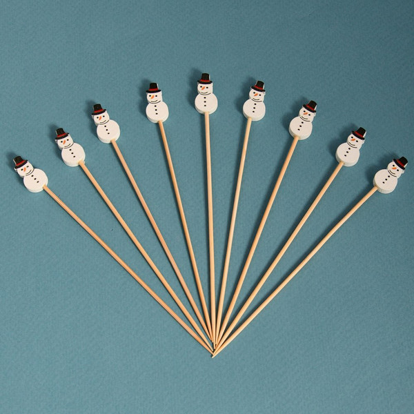 Изображение товара Набор шпажек для канапе Мультидом Снеговики BJ2-445 (24шт)