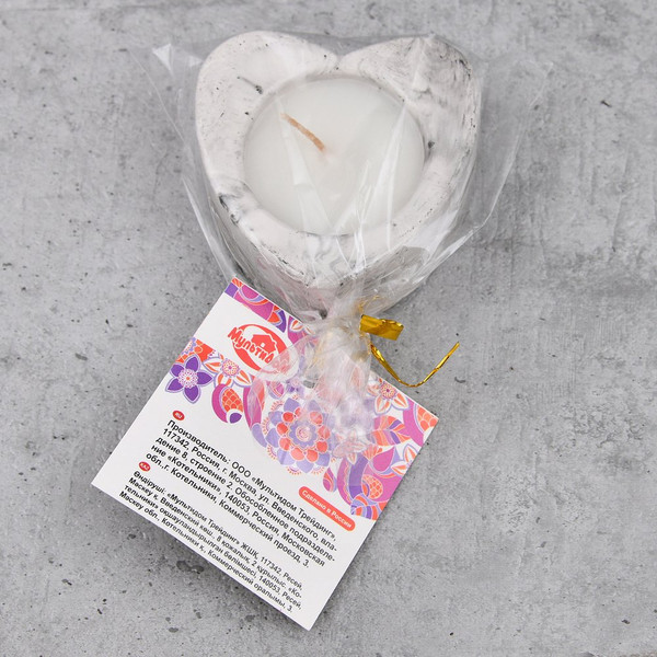 Изображение товара Свеча Мультидом Декоративная с подсвечником Сердце МС5-201