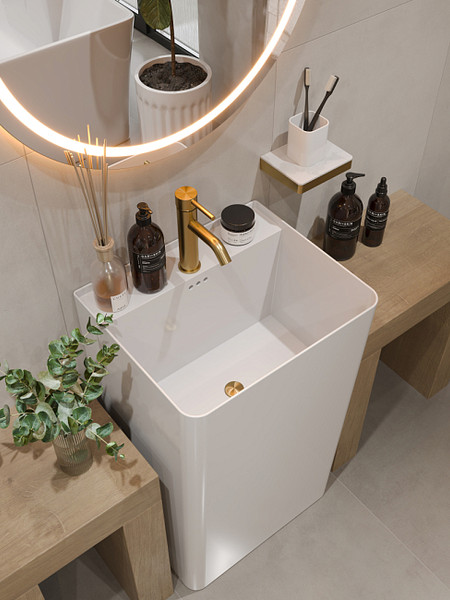 Изображение товара Умывальник Maxonor Pure Life Mistico PL-SK901C3-18 (5042) напольный (белый глянец)