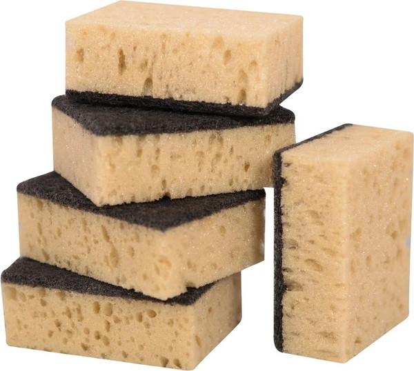 Изображение товара Набор губок для мытья посуды Мультидом ПМ62-70 (5шт, бежевый/черный)