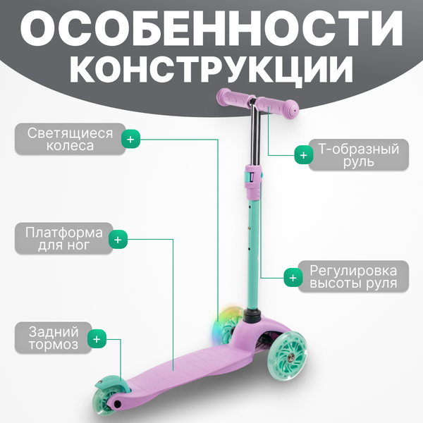 Изображение товара Самокат детский Ricos Funcy MN102 (фиолетовый)