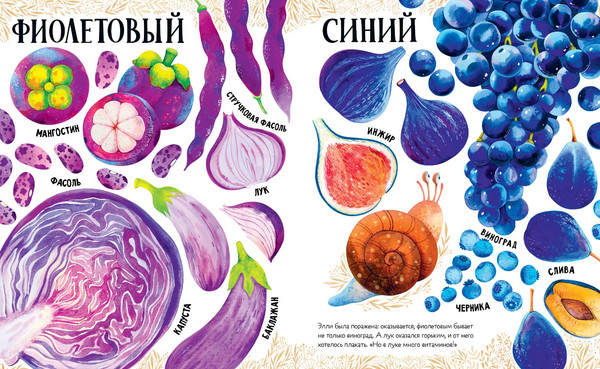 Изображение товара Развивающая книга CLEVER Приключения улитки Элли в мире фруктов и овощей твердая обложка (Константиновская Ольга)