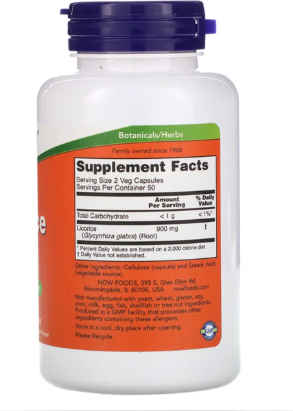 Изображение товара Пищевая добавка NOW Foods Licorice root (100капсул)