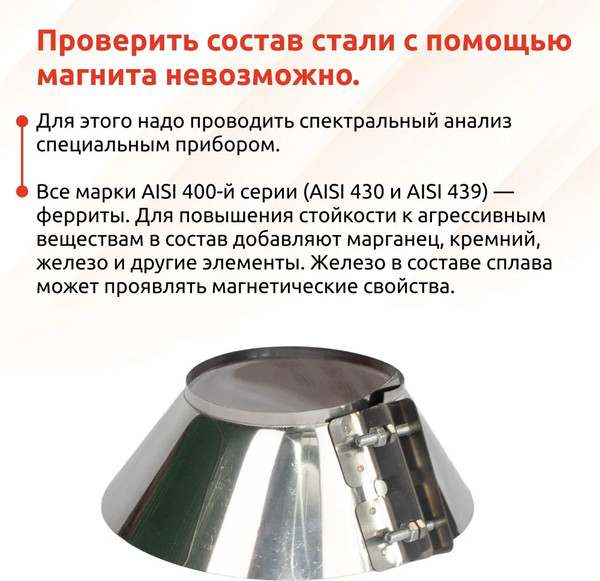 Изображение товара Юбка дымохода Гефест Сталь 115 AISI 430/0.5мм 60мм