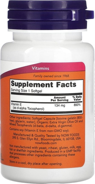 Изображение товара Витамин NOW E-200 134мг 200 IU (100капсул)