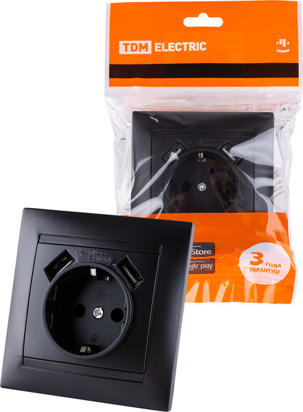 Изображение товара Розетка TDM Лама SQ1815-0642 (графит)
