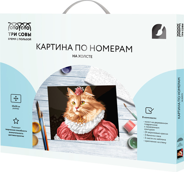 Изображение товара Картина по номерам Три совы Графиня-кошечка / КХ4050_53940