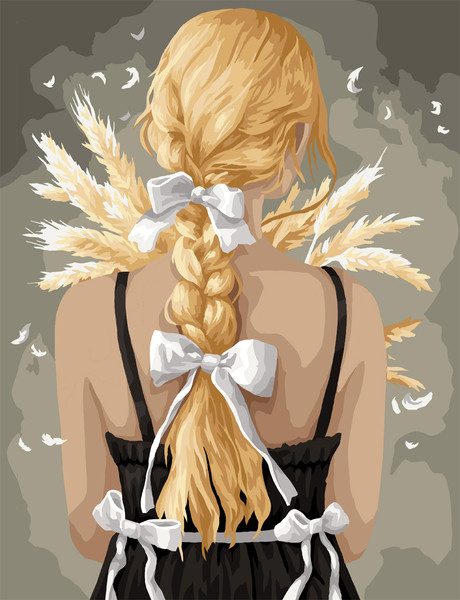 Изображение товара Картина по номерам Три совы Девушка с букетом колосьев / КХ3040_53879