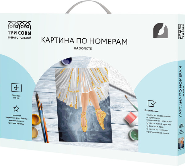Изображение товара Картина по номерам Три совы Золотые пуанты / KX3040_30003