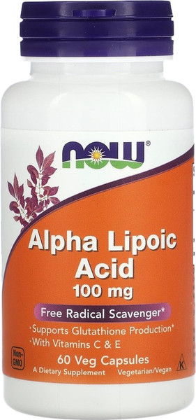Изображение товара Жирные кислоты NOW Alpha Lipoic Acid 100mg (60капсул)