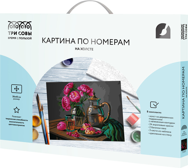 Изображение товара Картина по номерам Три совы Натюрморт с пионами / КХ3040_53852