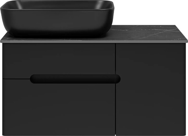 Изображение товара Тумба под умывальник Misty Роял 80 / П-Роя-01080-021П2Я+VS03-80 (подвесная, черный)