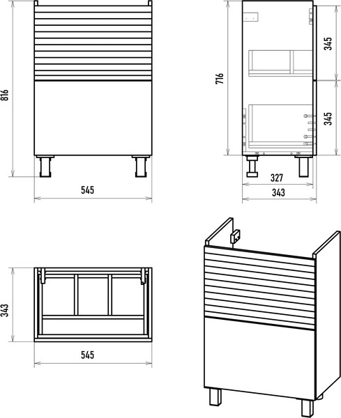 Изображение товара Тумба с умывальником Misty Форест 60 / Э-Фор-07060-0219-2Я+БП-э0002705