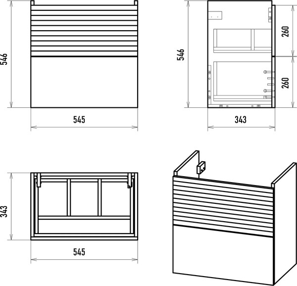 Изображение товара Тумба с умывальником Misty Форест 60 / Э-Фор-09060-0219-2Я+БП-э0002705
