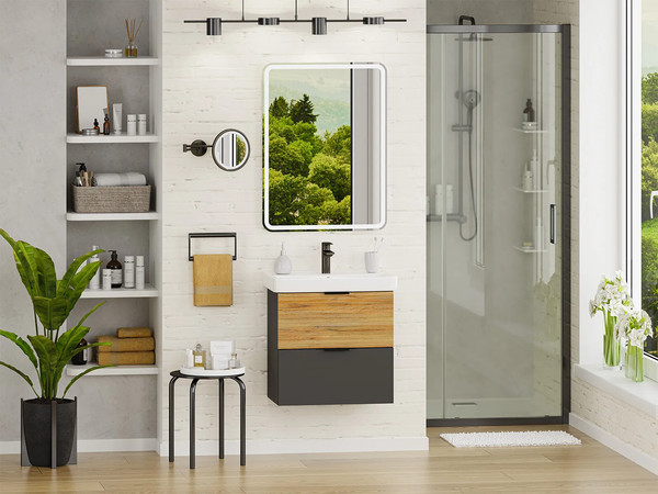 Изображение товара Тумба с умывальником Misty Форест 60 / Э-Фор-09060-0219-2Я+БП-э0002705