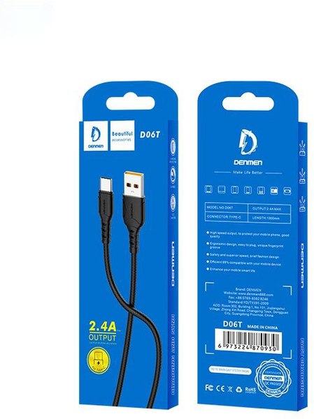 Изображение товара Кабель Denmen D06T Type-C (1м, черный)