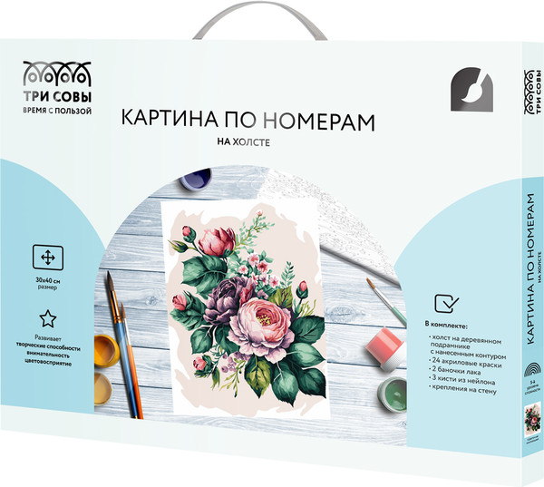 Изображение товара Картина по номерам Три совы Цветочная композиция / КХ3040_53859