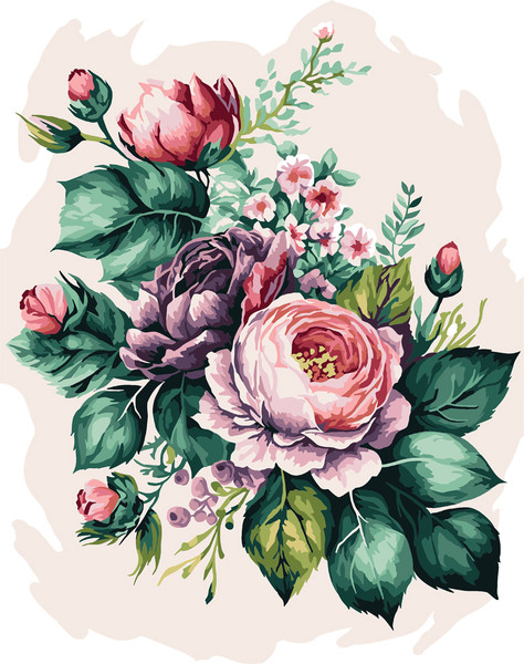 Изображение товара Картина по номерам Три совы Цветочная композиция / КХ3040_53859