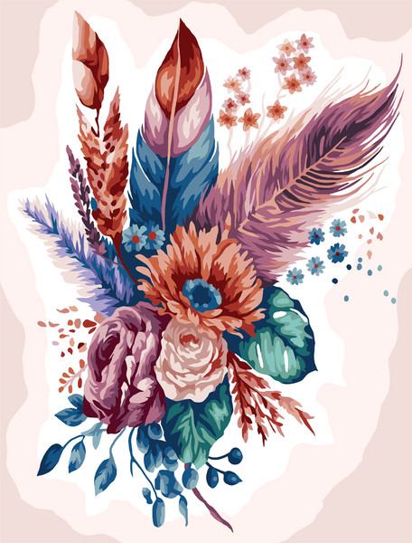 Изображение товара Картина по номерам Три совы Цветы и перья / КХ3040_53860