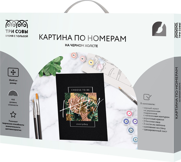 Изображение товара Картина по номерам Три совы Будь счастлив / КХп_48139