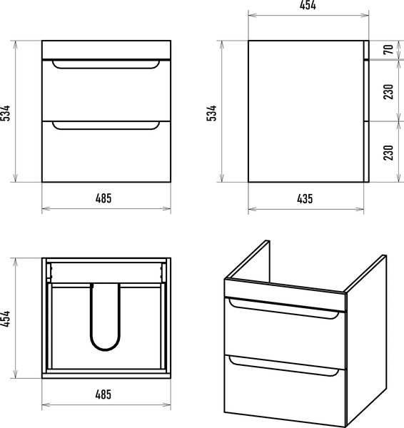 Изображение товара Тумба с умывальником Misty Бриз 50 / П-Бри-09050-012Я+WB.FN/Breeze/50-C/WHT.G/S1