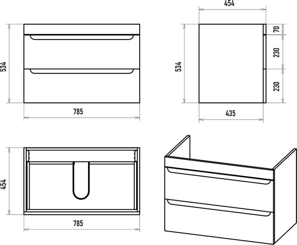 Изображение товара Тумба с умывальником Misty Бриз 80 / П-Бри-09080-012Я+WB.FN/Breeze/80-C/WHT.G/S1