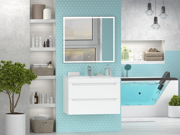 Изображение товара Тумба с умывальником Misty Бриз 80 / П-Бри-09080-012Я+WB.FN/Breeze/80-C/WHT.G/S1