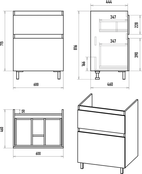 Изображение товара Тумба с умывальником Misty Лаки 60 / П-Лак-01060-0112Я+RCW-140360WH