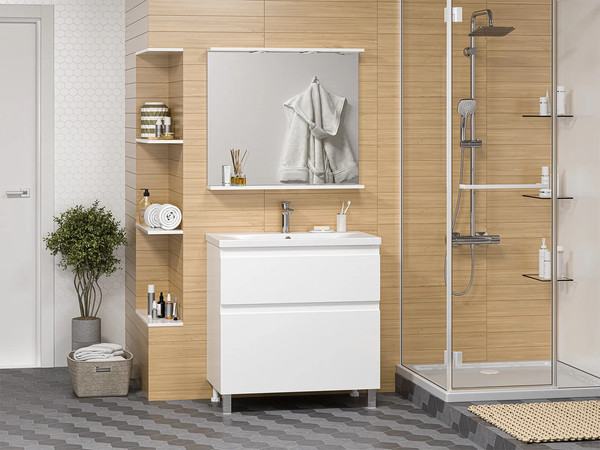 Изображение товара Тумба с умывальником Misty Лаки 80 / П-Лак-01080-0112Я+RCW-140380WH