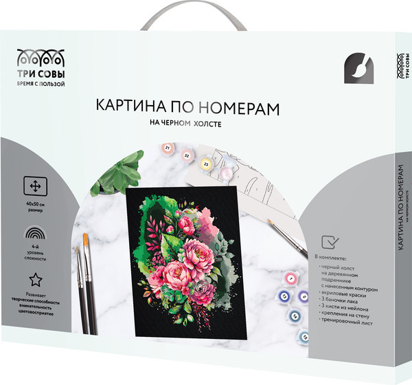 Изображение товара Картина по номерам Три совы Розовый букет / КХп_48161